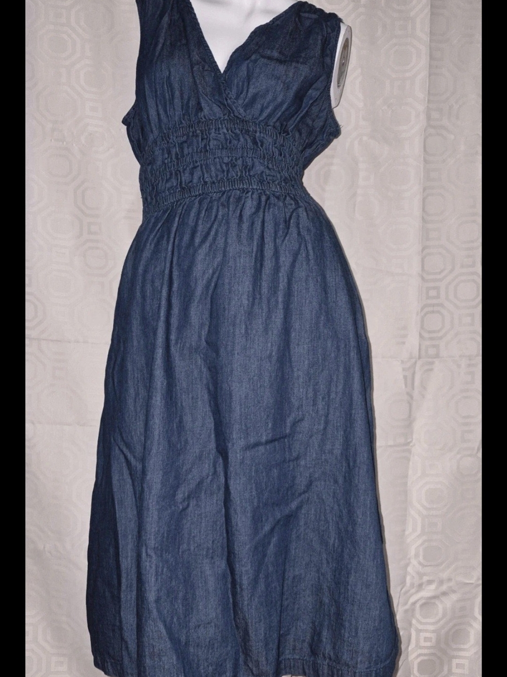 Sleeveless Denim Given Kale Dress in Dark Blue